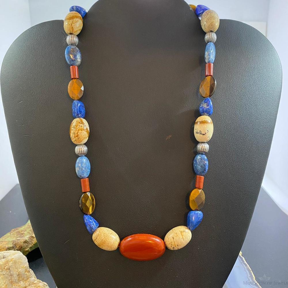 Carolyn Pollack Southwestern Style Sterling Earth Tone Multi Gemstone Necklace